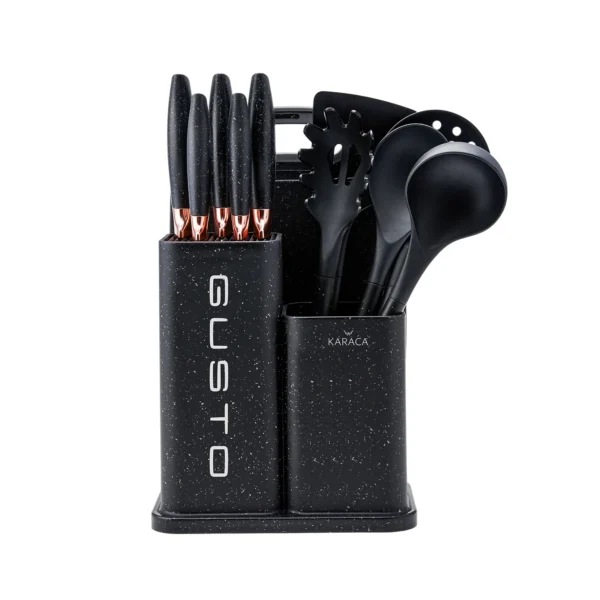 Karaca -8697918900540-Rabima سرویس چاقو و کفگیر ملاقه 12 پارچه مشکی گستو کاراجا 153.03.06.7246 Rabima رابیما