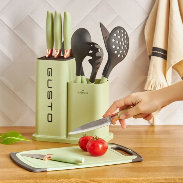 سرویس چاقو و کفگیر ملاقه 12 پارچه سبز گستو کاراجا 153.03.06.7249 Rabima رابیما