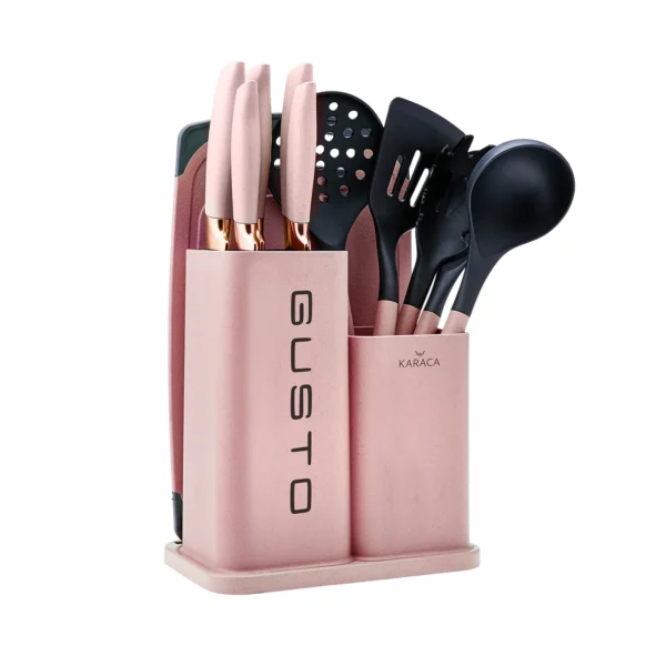 سرویس چاقو و کفگیر ملاقه 12 پارچه صورتی گستو کاراجا 153.03.06.7252 Rabima رابیما