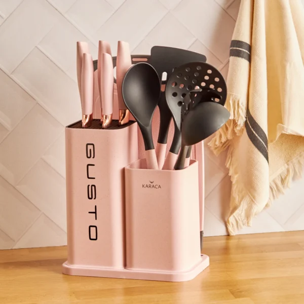 سرویس چاقو و کفگیر ملاقه 12 پارچه صورتی گستو کاراجا 153.03.06.7252 Rabima رابیما