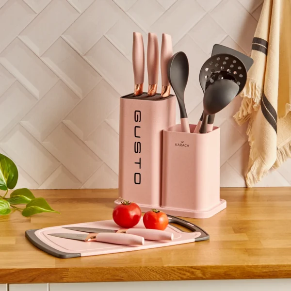 سرویس چاقو و کفگیر ملاقه 12 پارچه صورتی گستو کاراجا 153.03.06.7252 Rabima رابیما