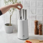 سرویس چاقو 6 پارچه سفید میستر با پایه استریلیزر برقی کاراجا 153.03.08.2210 Rabima رابیما