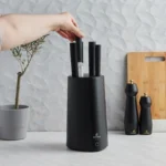 سرویس چاقو 6 پارچه مشکی میستر با پایه استریلیزر برقی کاراجا 153.03.08.2211 Rabima رابیما