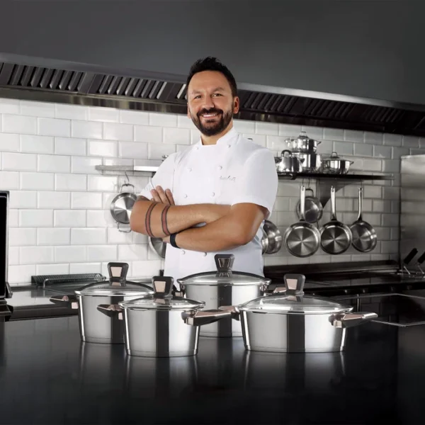 سرویس قابلمه 8 پارچه استیل براق پاوراستیل کوب کاراجا 153.03.07.8260