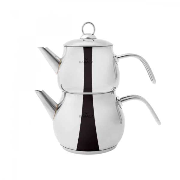 کتری و قوری استیل 1.75 + 1 لیتر براق لیلا کاراجا 153.03.06.1275