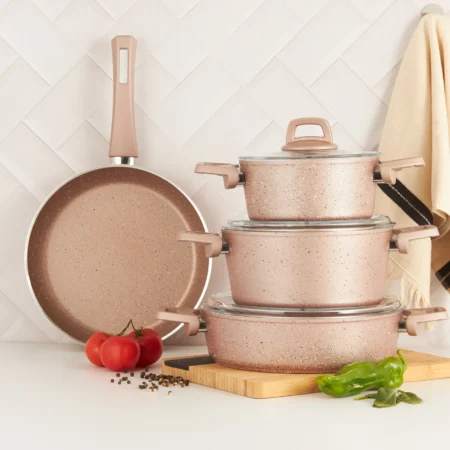 سرویس قابلمه 7 پارچه صورتی بیوگرانیت کاراجا 153.03.08.0112 Rabima رابیما