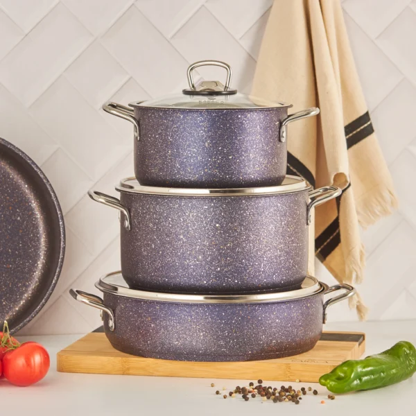 سرویس قابلمه 7 پارچه بنفش بیوگرانیت کاراجا 153.03.08.1597 Rabima رابیما