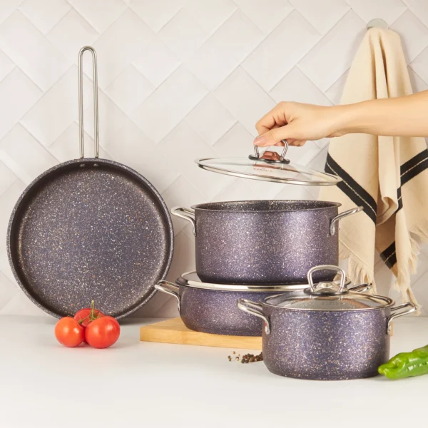 سرویس قابلمه 7 پارچه بنفش بیوگرانیت کاراجا 153.03.08.1597 Rabima رابیما