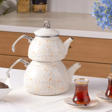 کتری و قوری 2.3 + 1.1 لیتر کرم ترازو کاراجا 153.03.08.1657