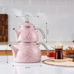 کتری و قوری 2.3 + 1.1 لیتر صورتی ترازو کاراجا 153.03.08.1659