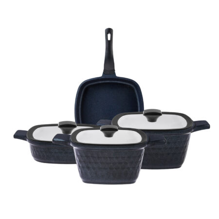 سرویس قابلمه مربع 7 پارچه مشکی دایموند کاراجا 153.03.08.1853 Rabima رابیما