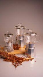 موکاپات شیشه ای 3 فنجان نقره ای سیلور تاشوو T3376 Rabima رابیما