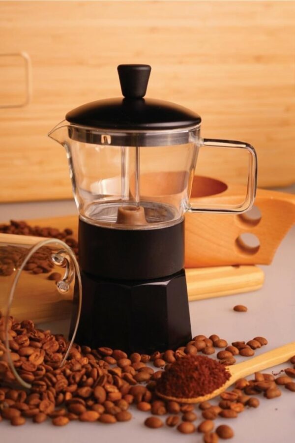 موکاپات شیشه ای 6 فنجان مشکی استون تاشوو T3380 Rabima رابیما