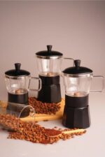 موکاپات شیشه ای 9 فنجان مشکی استون تاشوو T3381 Rabima رابیما