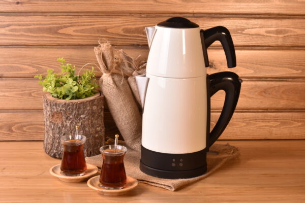 چای ساز اتوماتیک برقی استیل 1800 وات 1.8 + 0.7 لیتر سفید تیاتیک بامبوم B3336 رابیما Rabima