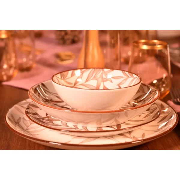 سرویس غذاخوری چینی 24 پارچه قهوه ای فوندو بامبوم B1730 Rabima رابیما