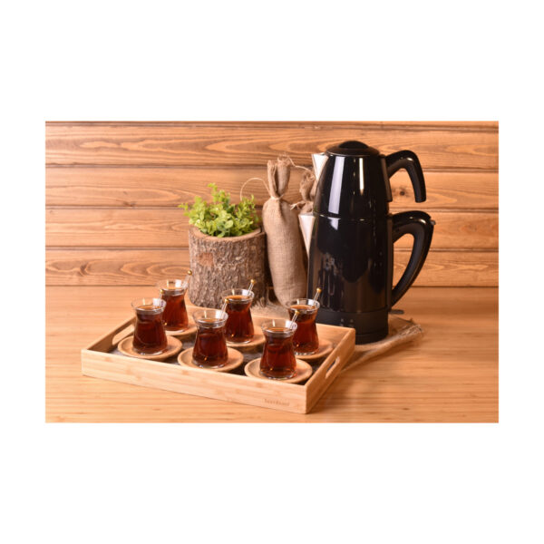 چای ساز اتوماتیک برقی استیل 1800 وات 1.8 + 0.7 لیتر مشکی تیاتیک بامبوم B3338 Rabima رابیما