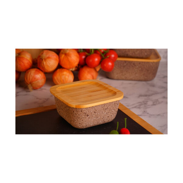 ظرف نگهدارنده غذا گرانیت 10 سانتی متر 300 میلی لیتر بژ اسلالوم بامبوم B3765 - تصویر 2