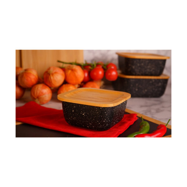 ظرف نگهدارنده غذا گرانیت 10 سانتی متر 300 میلی لیتر مشکی اسلالوم بامبوم B3767 - تصویر 2