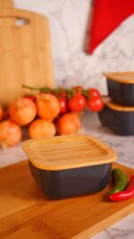 ظرف نگهدارنده غذا گرانیت 10 سانتی متر 300 میلی لیتر طوسی اسلالوم بامبوم B3771 Rabima رابیما