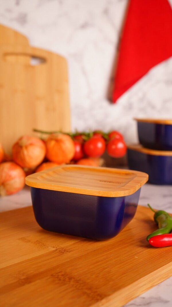 ظرف نگهدارنده غذا گرانیت 12.5 سانتی متر 500 میلی لیتر آبی اسلالوم بامبوم B3777 Rabima رابیما