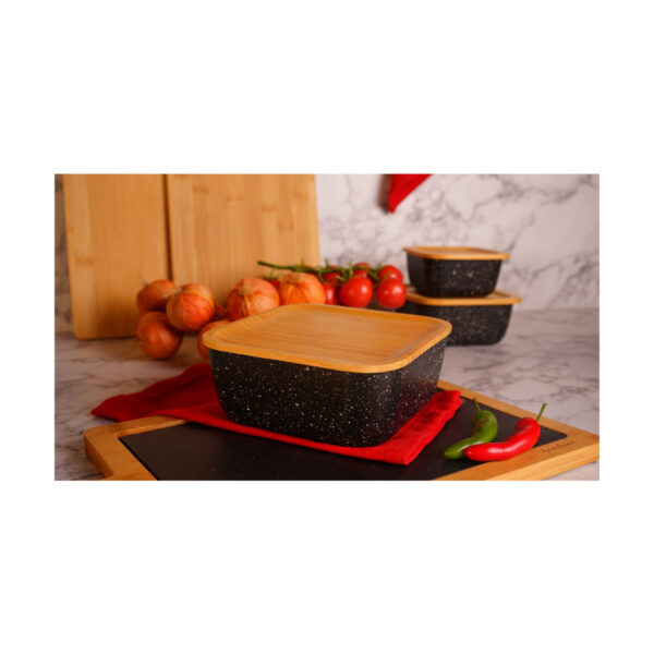 ظرف نگهدارنده غذا گرانیت 15 سانتی متر 800 میلی لیتر مشکی اسلالوم بامبوم B3781 Rabima رابیما