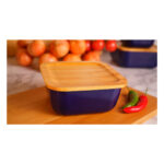 ظرف نگهدارنده غذا گرانیت 15 سانتی متر 800 میلی لیتر آبی اسلالوم بامبوم B3784 Rabima رابیما