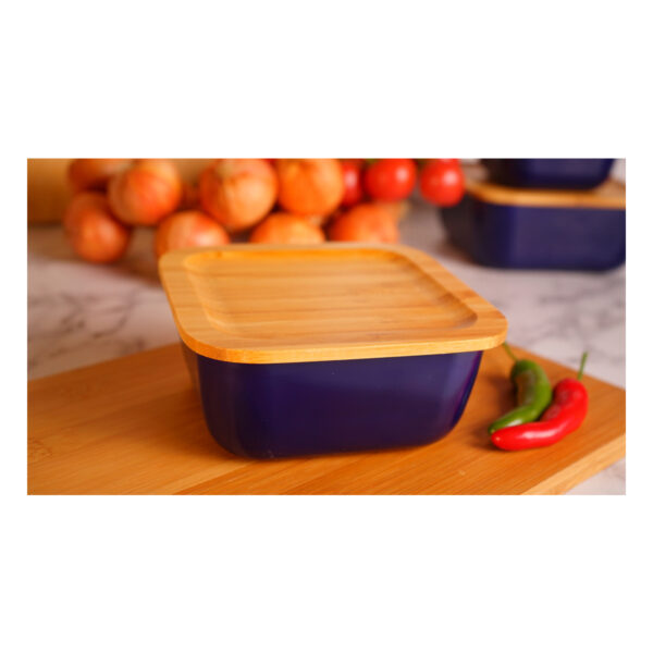 ظرف نگهدارنده غذا گرانیت 15 سانتی متر 800 میلی لیتر آبی اسلالوم بامبوم B3784 Rabima رابیما