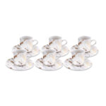 سرویس فنجان و نعلبکی 6 نفره سفید فیگور بامبوم B4406 Rabima رابیما