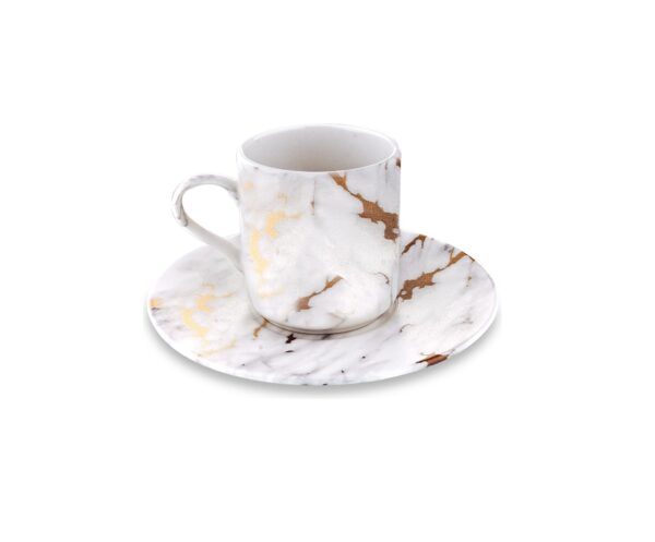 سرویس فنجان و نعلبکی 6 نفره سفید طلایی فیگور بامبوم B4405 Rabima رابیما