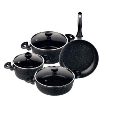 سرویس قابلمه 7 پارچه مشکی گرانیت گلوک تاشوو T4343 Rabima رابیما