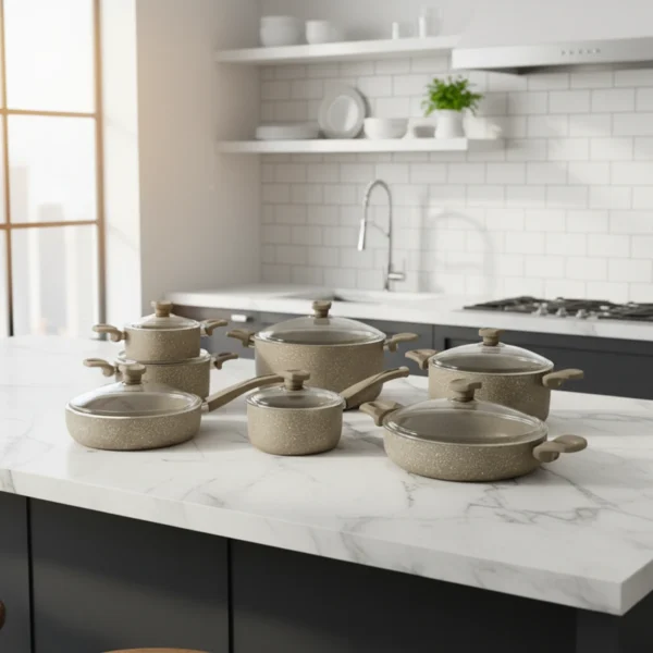 سرویس قابلمه 14 پارچه گرانیت بژ یورک ریوالد 6501114-0106 | رابیما