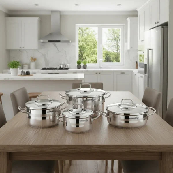 سرویس قابلمه 9 پارچه استیل براق آسترا 2 کرکماز 2050 | رابیما