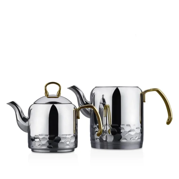 کتری و قوری 1.2 + 2.2 لیتر استیل براق ارنا کرکماز 227-02 | رابیما