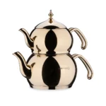 کتری و قوری 1.1 + 2.0 لیتر استیل براق هاندان کرکماز 222-02 | رابیما