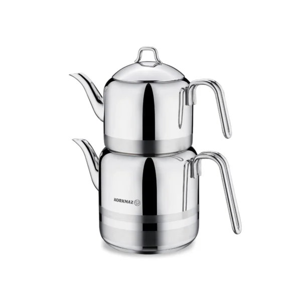 کتری و قوری 1.3 + 3.0 لیتر استیل براق مگا کرکماز 113 | رابیما