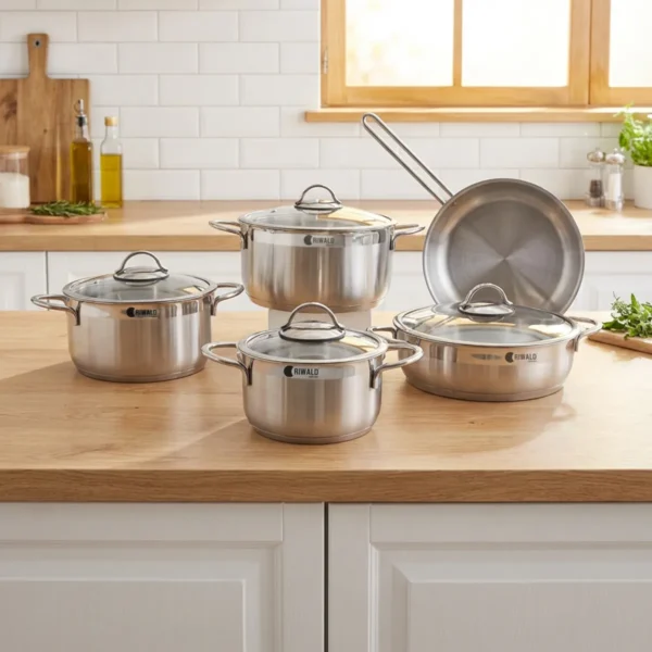 سرویس قابلمه 9 پارچه استیل مات و براق لیورپول ریوالد 6801209-1023 | رابیما