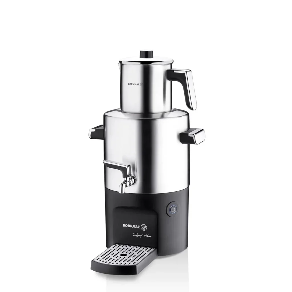 سماور برقی 2000 وات 1.3 + 3.7 لیتر استیل مات چای شف کرکماز 844 | رابیما