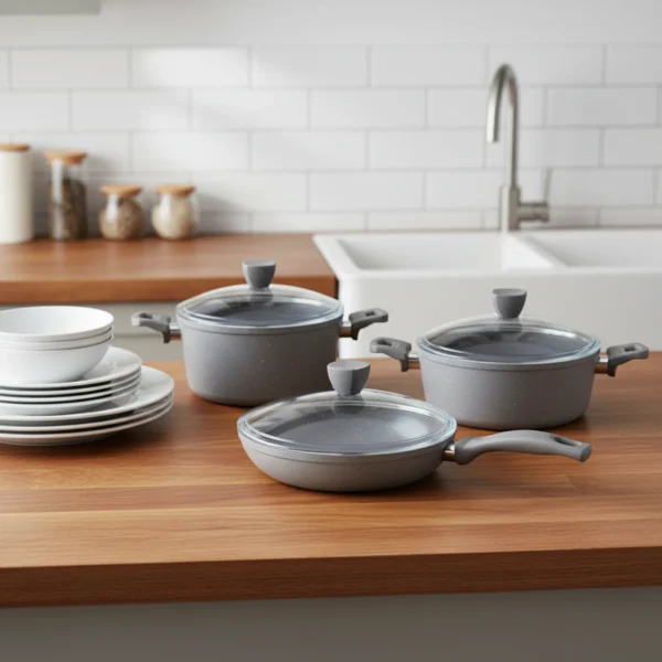 سرویس قابلمه 8 پارچه گرانیت طوسی پریستون ریوالد 6501108-0314 | رابیما