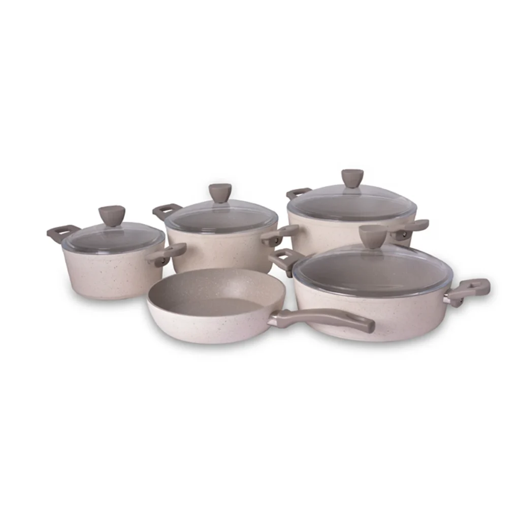 سرویس قابلمه 9 پارچه گرانیت کرم پریستون ریوالد 6501109-0315 | رابیما