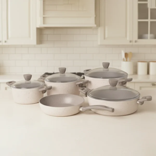 سرویس قابلمه 9 پارچه گرانیت کرم پریستون ریوالد 6501109-0315 | رابیما