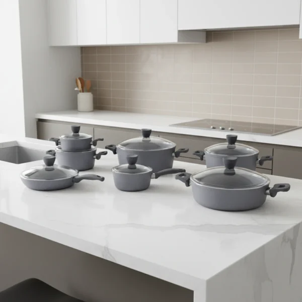 سرویس قابلمه 14 پارچه گرانیت طوسی پریستون ریوالد 6501114-0314 | رابیما