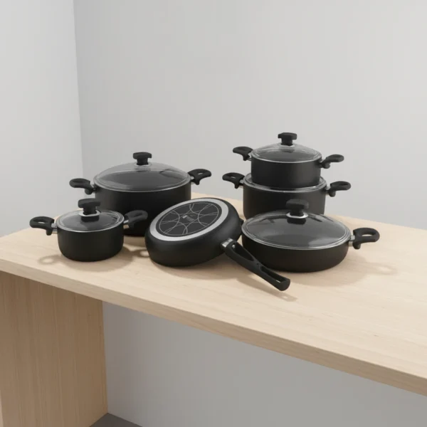 سرویس قابلمه 11 پارچه گرانیت مشکی یورک ریوالد 6501111-0101 | رابیما