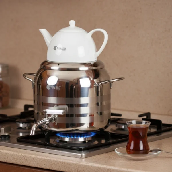 سماور روگازی 1.0 + 5.8 لیتر استیل براق لیورپول ریوالد 6818126-1022 | رابیما