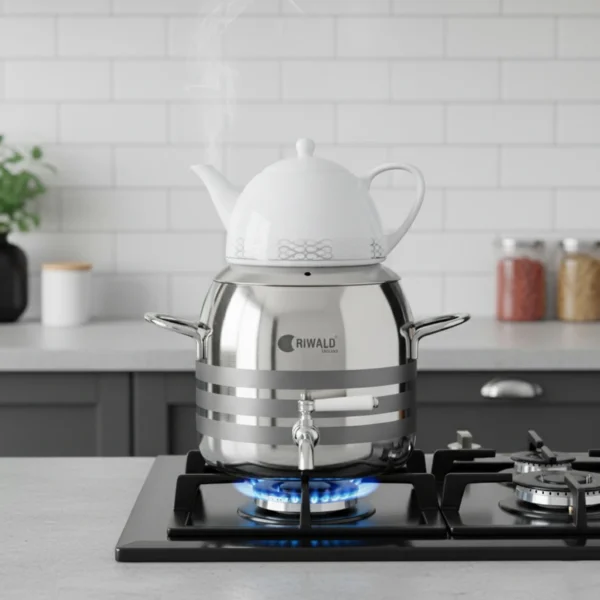 سماور روگازی 1.0 + 5.8 لیتر استیل براق لیورپول ریوالد 6818166-1022 | رابیما