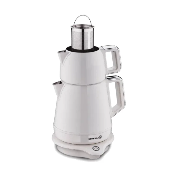 چای ساز اتوماتیک برقی 2000 وات 1.2 + 1.7 لیتر وانیلی دمیکس کرکماز 332-05 | رابیما