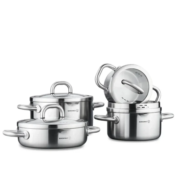 سرویس قابلمه 8 پارچه استیل مات آلبا کرکماز 2795 | رابیما