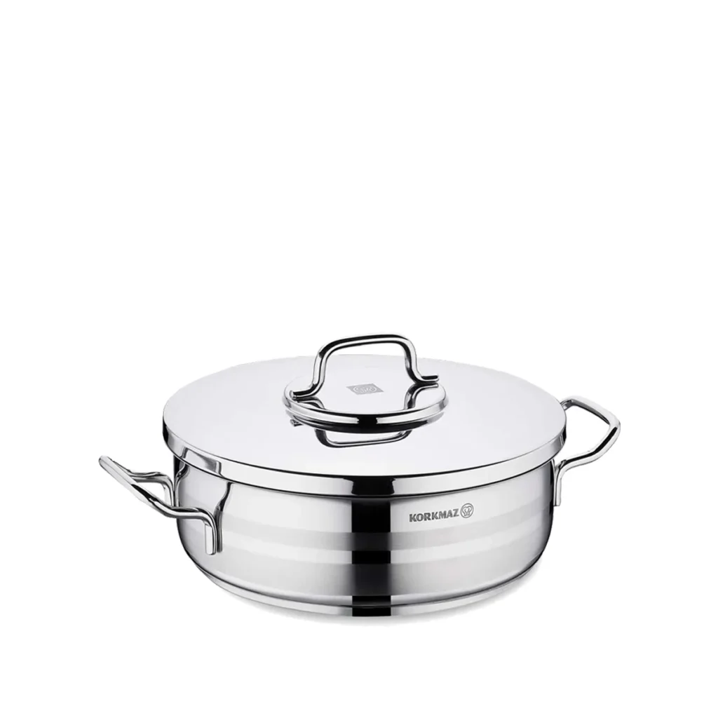 قابلمه کوتاه 28*10 سانتی متر 6.0 لیتر استیل براق آسترا ۲ کرکماز 2036 | رابیما