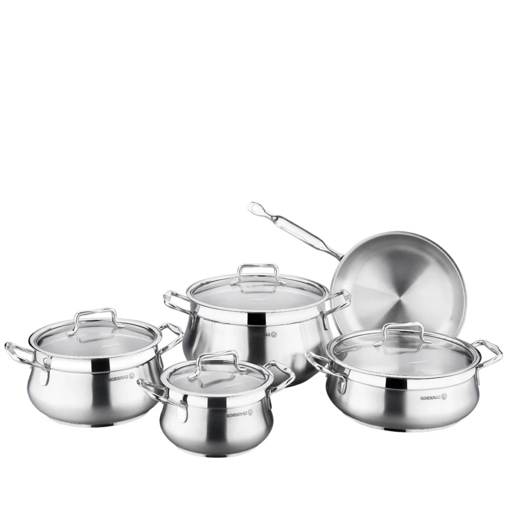 سرویس قابلمه 9 پارچه استیل مات ایستیما کرکماز 1959 | رابیما