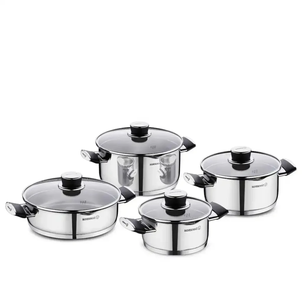 سرویس قابلمه 8 پارچه استیل براق پرا کرکماز 2087 | رابیما